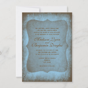 Rustic Country Bouddy Blue Wedding Invitations
