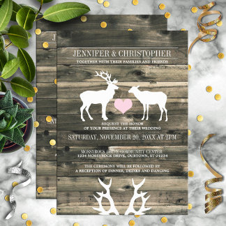 Rustic Country Buck et Doe Faire-part de mariage