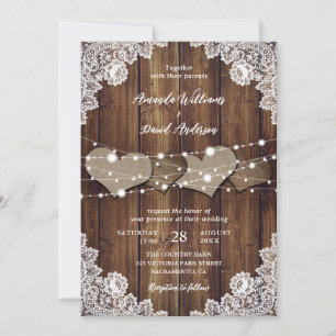 Rustic Country Burlap et dentelle Faire-part de ma