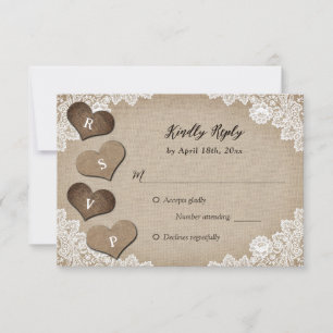 Rustic Country Burlap et mariage de dentelle RSVP