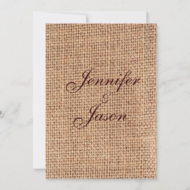 Rustic Country Burlap Invitations de mariage (Devant)