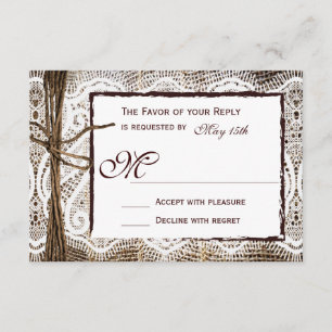 Rustic Country Burlap Lace Twine Wedding RSVP