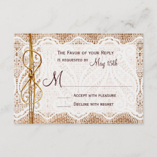 Rustic Country Burlap Lace Twine Wedding RSVP