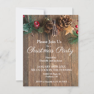 Rustic Country Christmas Party Invitation