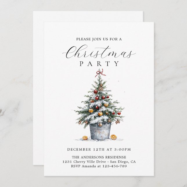 Rustic Country Christmas Party Invitation (Devant / Derrière)