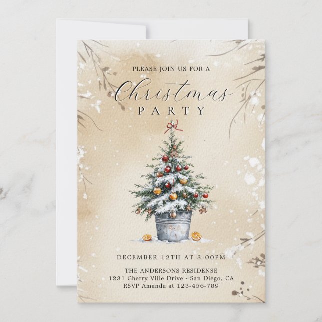 Rustic Country Christmas Party Invitation (Devant)