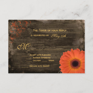 Rustic Country Daisy Grange Bois Wedding Cartes RS