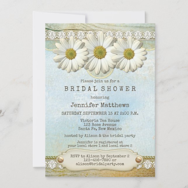 Rustic Country Daisy Invitation de la douche nupti (Devant)