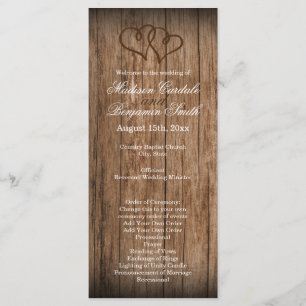 Rustic Country Double Coeurs Wood Wedts Programme
