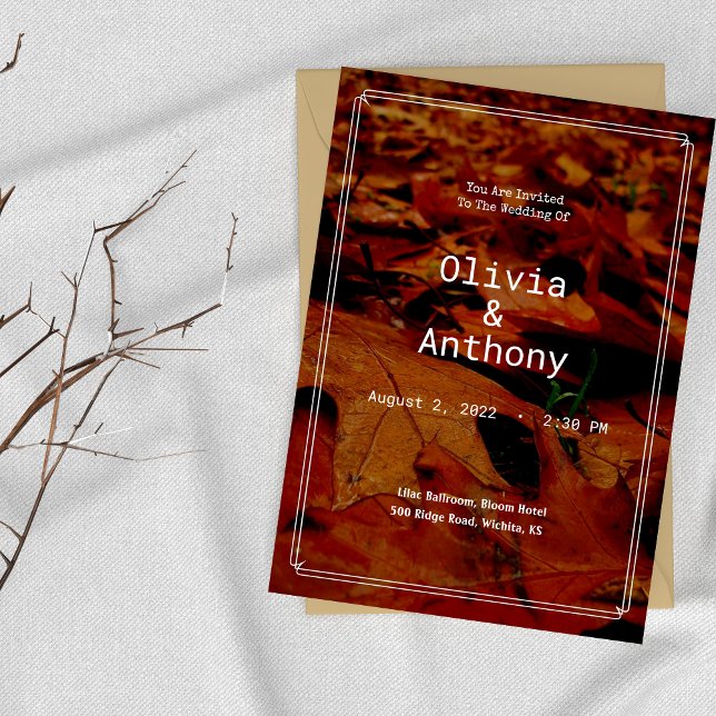 Rustic Country Fall quitte le Faire-part de mariag (Créateur téléchargé)