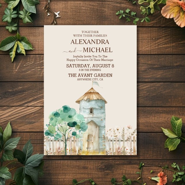 Rustic Country Farm Grange Faire-part de mariage (Créateur téléchargé)