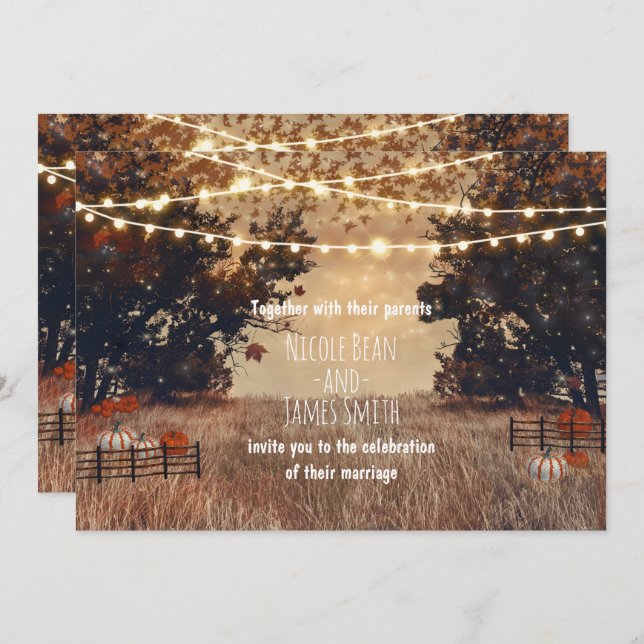 Rustic Country Field Automne Mariages Invitations (Devant / Derrière)