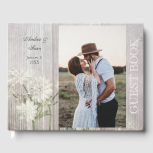 Rustic Country Floral Bois & Photo Livre d'or
