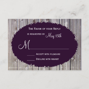 Rustic Country Grange Bois Violet Mariage RSVP