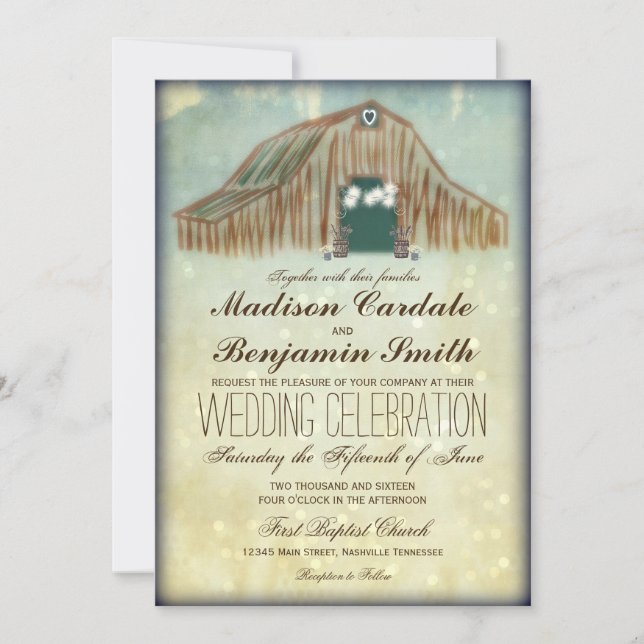 Rustic Country Grange Mariage Invitations (Devant)