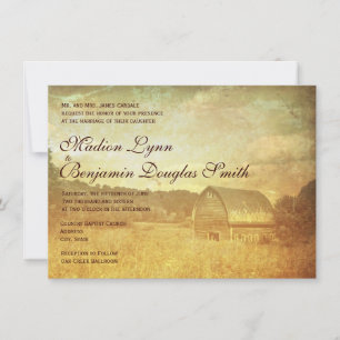 Rustic Country Grange Trouvé Mariage Invitations