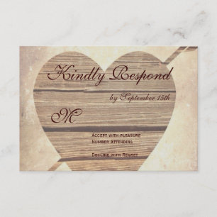 Rustic Country Grange Wood Coeur Mariage RSVP Cart
