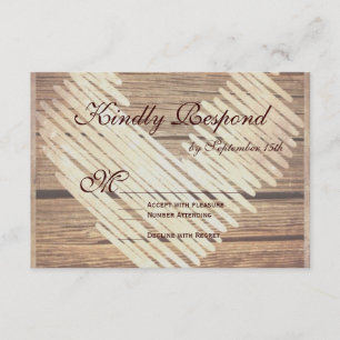Rustic Country Grange Wood Coeur Mariage RSVP Cart