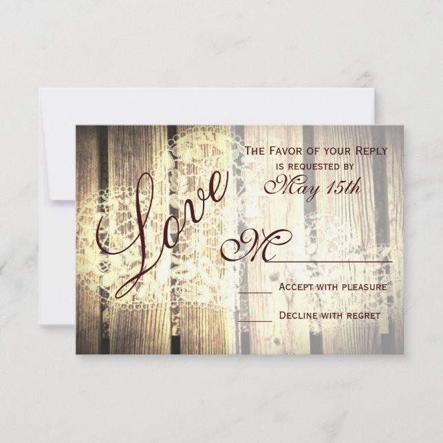 Rustic Country Grange Wood Love Wedding Cartes RSV (Devant)