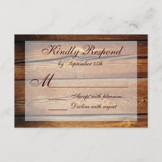 Rustic Country Grange Wood Wedding Cartes RSVP