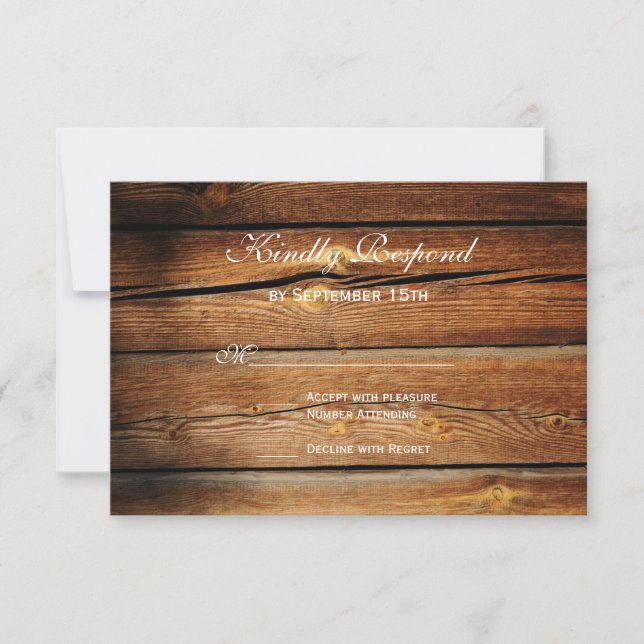 Rustic Country Grange Wood Wedding Cartes RSVP (Devant)