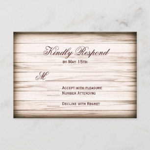 Rustic Country Grange Wood Wedding Cartes RSVP