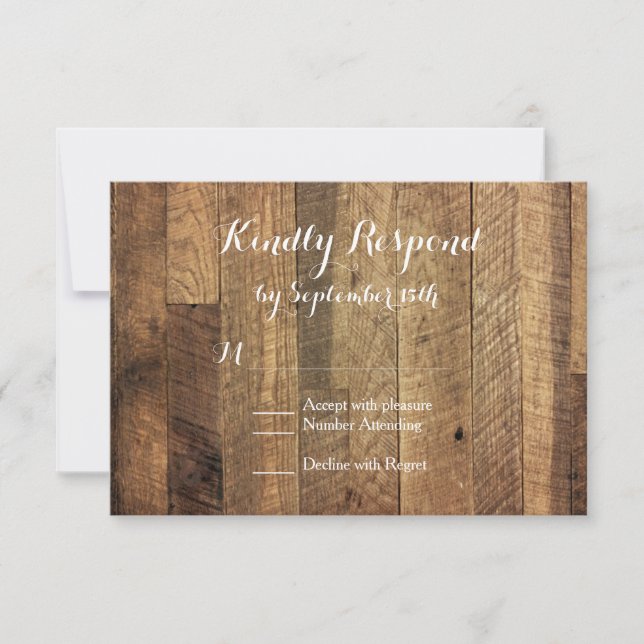 Rustic Country Grange Wood Wedding Cartes RSVP (Devant)