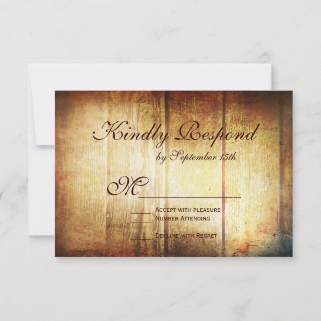 Rustic Country Grange Wood Wedding Cartes RSVP (Devant)