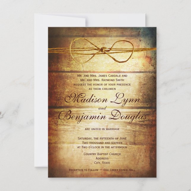Rustic Country Grange Wood Wedding Invitations (Devant)