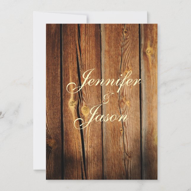 Rustic Country Grange Wood Wedding Invitations (Devant)