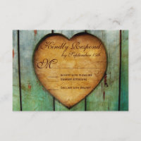 Rustic Country Heart Grange Wood Wedding Cartes RS