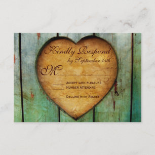 Rustic Country Heart Grange Wood Wedding Cartes RS