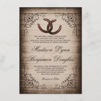 Rustic Country Horseshoe Invitations de mariage