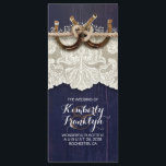 Rustic Country Horseshoe Lace Programme de mariage<br><div class="desc">Programme de mariage campagnard rustique en fer à cheval de la Marine avec dentelle et bois d'écorce</div>