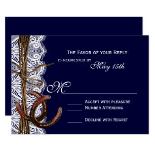 Rustic Country Horseshoe Marine Wedding Cartes RSV