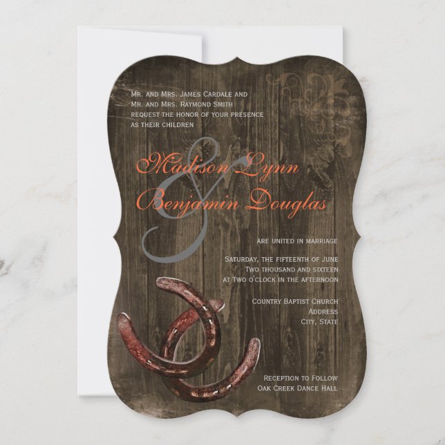 Rustic Country Horseshoes Ver2 Wedding Invitations (Devant)