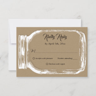 Rustic Country Kraft Papier Mason Jar Mariage RSVP