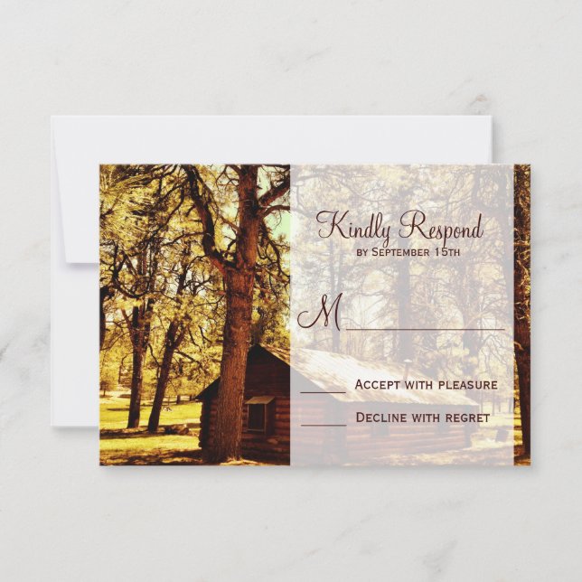 Rustic Country Log Cabine Woods Wedding Cartes RSV (Devant)