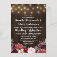 Rustic Country Marsala Peony Mariage Invitations