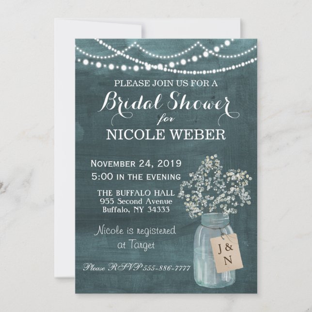 Rustic Country Mason Jar Barn Invitation Fête des  (Devant)