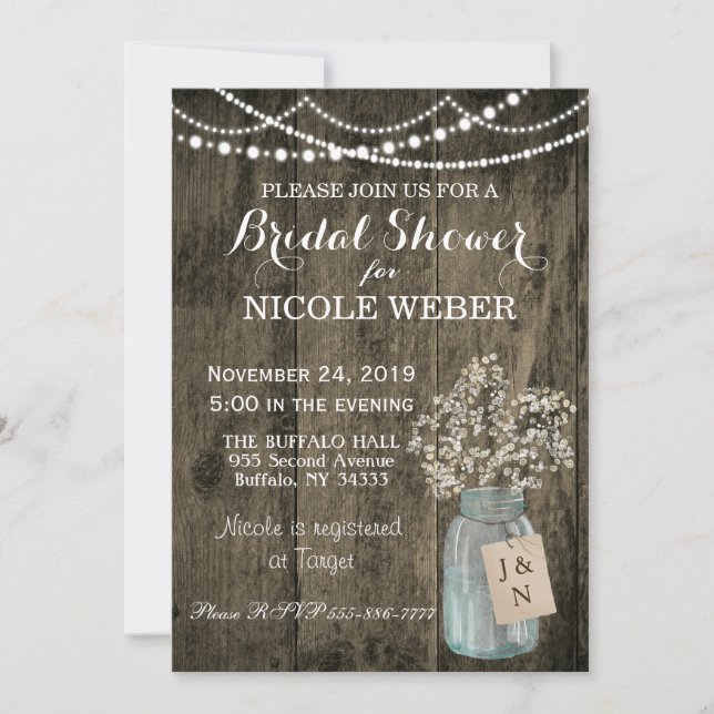 Rustic Country Mason Jar Barn Invitation Fête des  (Devant)