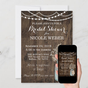 Rustic Country Mason Jar Barn Invitation Fête des