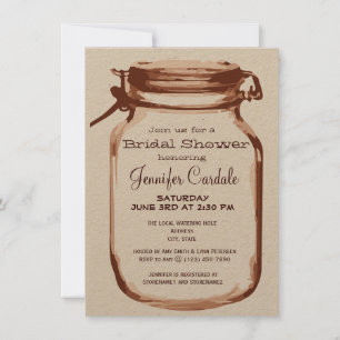 Rustic Country Mason Jar Invitations de douche nup