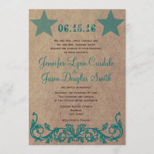 Rustic Country Star Invitations de mariage Turquoi