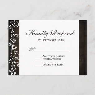 Rustic Country Swirls Brown Wedding Cartes RSVP