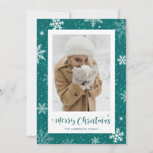 Rustic Country Turquoise Burlap Photo Cartes de No