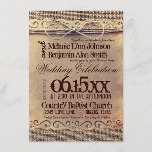 Rustic Country Vintage Burlap Invitations de maria