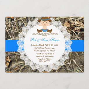 Rustic Country Vintage Camo Baby shower Invitation
