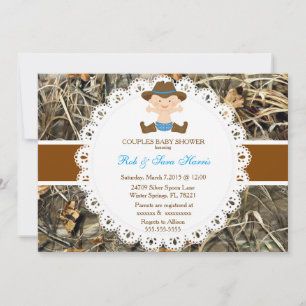 Rustic Country Vintage Camo Baby shower Invitation