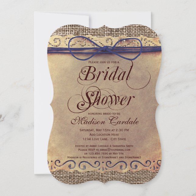 Rustic Country Vintage douche nuptiale Invitations (Devant)